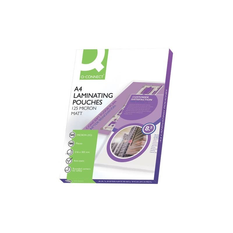 Pouches per plastificatrici Q-Connect 2x125 µm finitura opaca A4 Conf. 100 pezzi - KF24055