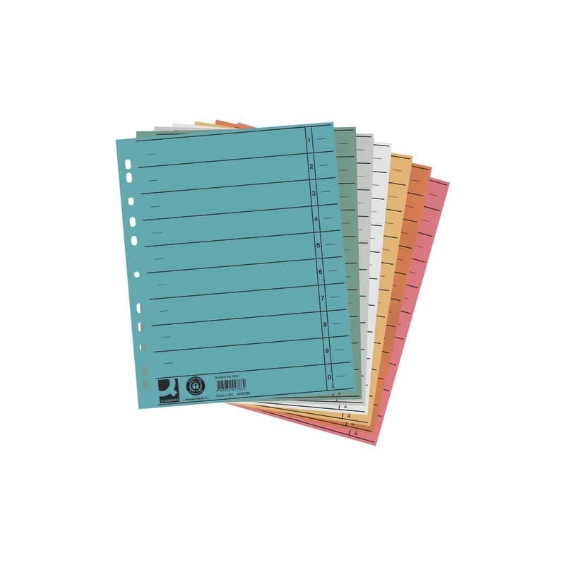 Separatore per archivio con perforazione universale Q-Connect 24x30 cm 230 g/m² assortiti  conf. da 100 - KF00642