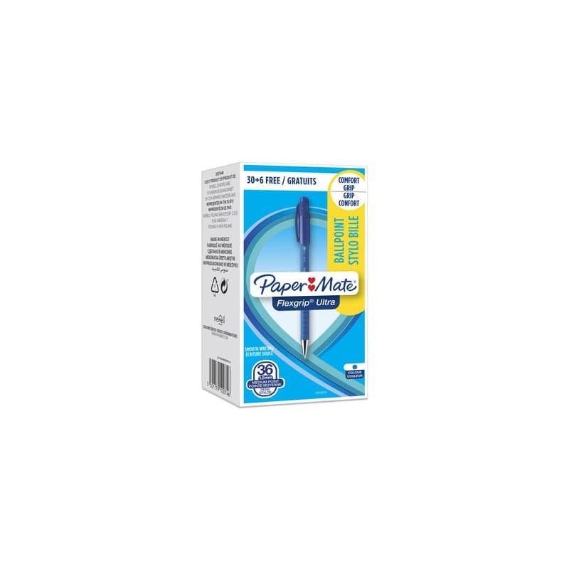 Penna a sfera a scatto Paper Mate Flexgrip Ultra M 1,0 mm blu confezione da 36 - 1910074