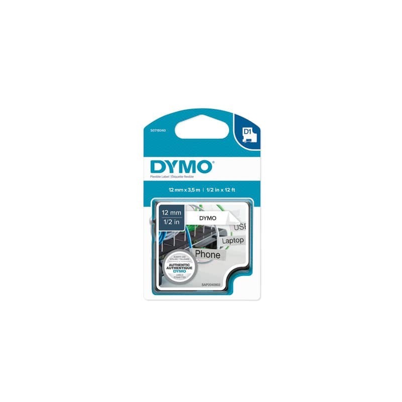 Nastro per etichettatrici Dymo D1 Nylon 12 mm x 3,5 m nero/bianco S0718040