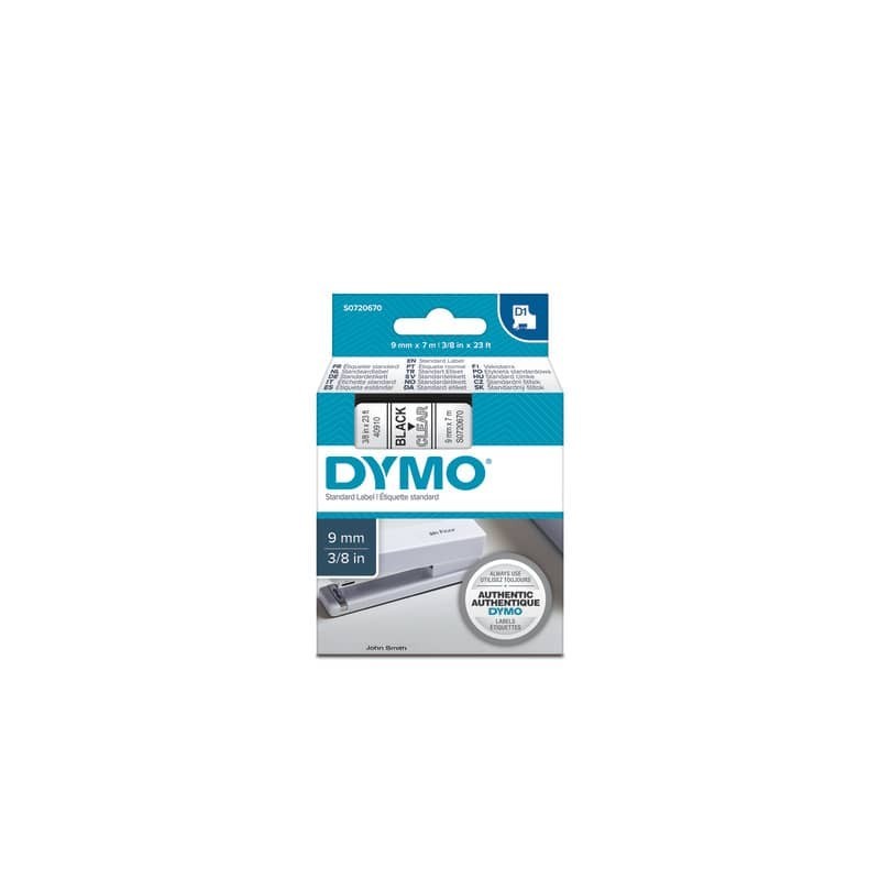Nastro per etichettatrici Dymo D1 9 mm x 7 m nero/trasparente S0720670