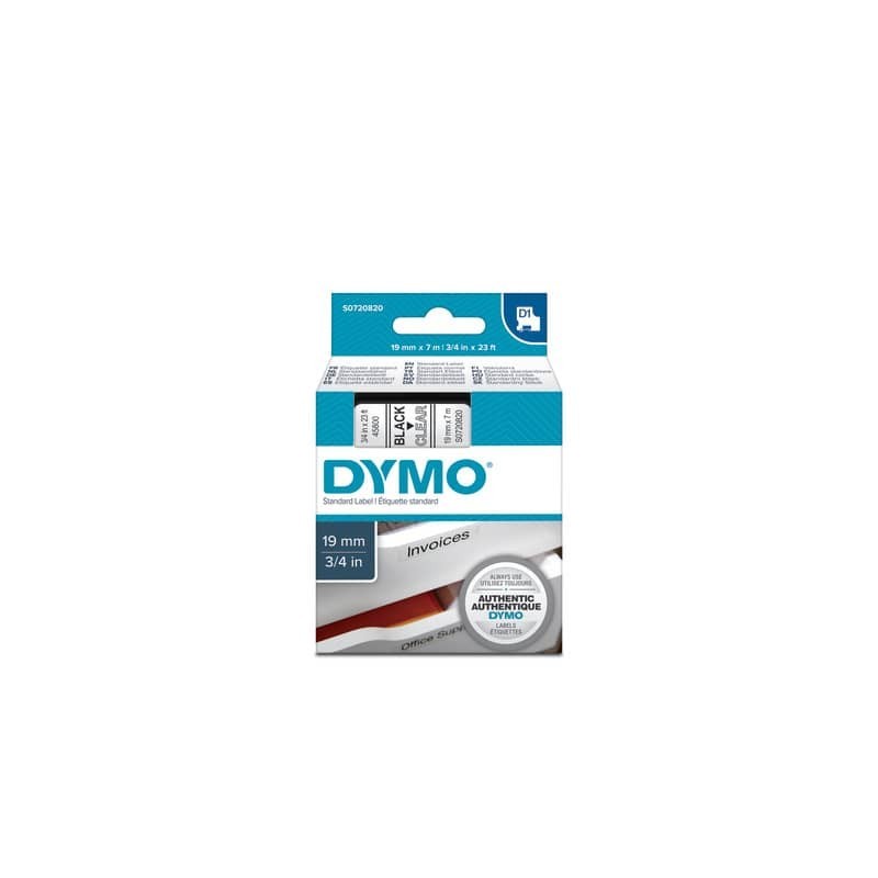 Nastro per etichettatrici Dymo D1 19 mm x 7 m nero/trasparente S0720820