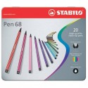 Pennarelli Stabilo Pen 68 1 mm scatola di metallo assortiti Conf. 20 pezzi - 6820-6
