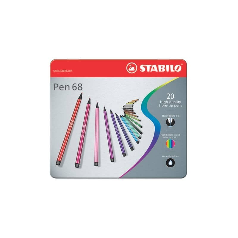 Pennarelli Stabilo Pen 68 1 mm scatola di metallo assortiti Conf. 20 pezzi - 6820-6
