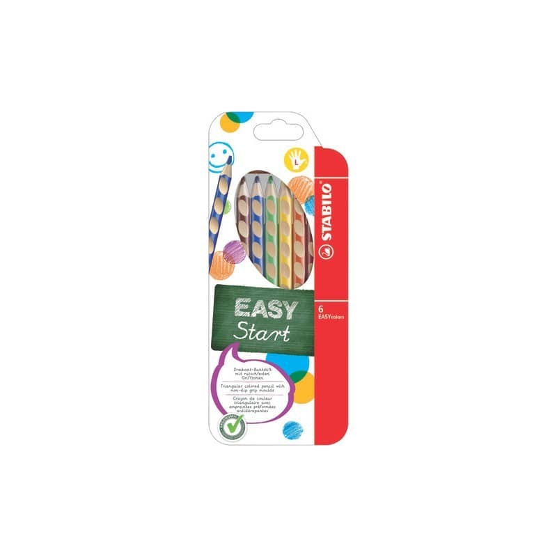 Matite colorate Stabilo EASYcolors per mancini assortiti astuccio da 6 - 331/6