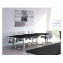 Tavolo riunioni nero venato frassino 220x100xH.74 cm gamba ad anello effetto cromato - linea Flora Artexport - 905M/8