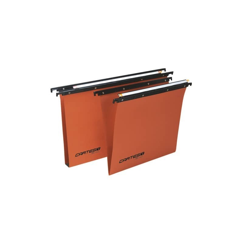 Cartella sospese orizzontali per cassetti CARTESIO 33 cm fondo V arancio Conf. 50 pezzi - 100/330-B2