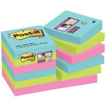 Foglietti riposizionabili Post-it® Super Sticky Miami 47,6x47,6 mm Miami conf. 12 blocc. da 90 ff - 622-12SS-MIA