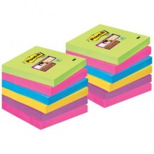 Foglietti Post-it® Super Sticky Note a righe 76x76 mm assortiti conf. 12 blocchetti da 90 ff - 654-12SSUC