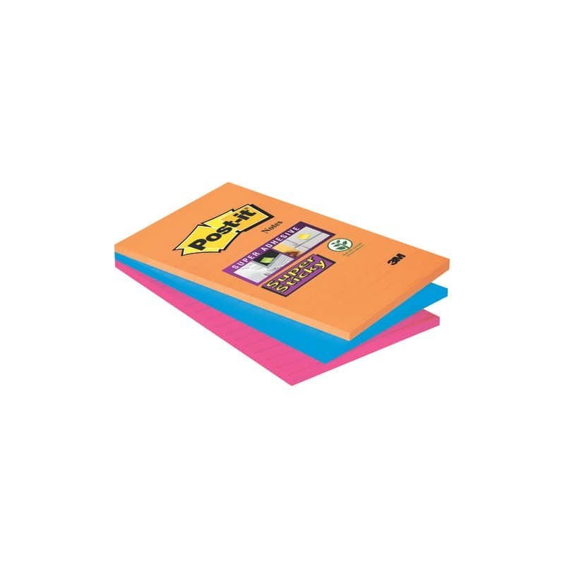 Foglietti Post-it® Super Sticky XXL Bangkok a righe assortiti conf. 3 blocchetti da 90 ff - 4690-SS3BGK-EU