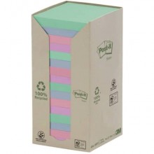 Foglietti Post-it® Notes carta riciclata 76x76mm assort pastello Torre da 16 blocchetti da 100 ff - 654-1RPT