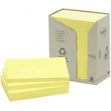 Foglietti Post-it® Notes Giallo 76x127mm carta riciclata torre da 16 blocchetti da 100 ff - 655-1T