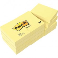 Foglietti riposizionabili classici Post-it Notes 38x51 mm 100 ff Giallo Canary conf. da 12 - 653E