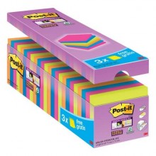 Foglietti Post-it® Super Sticky Notes assortiti neon conf. 21 blocchetti + 3 gratis da 90 ff - 654- P24SSCOL-EU