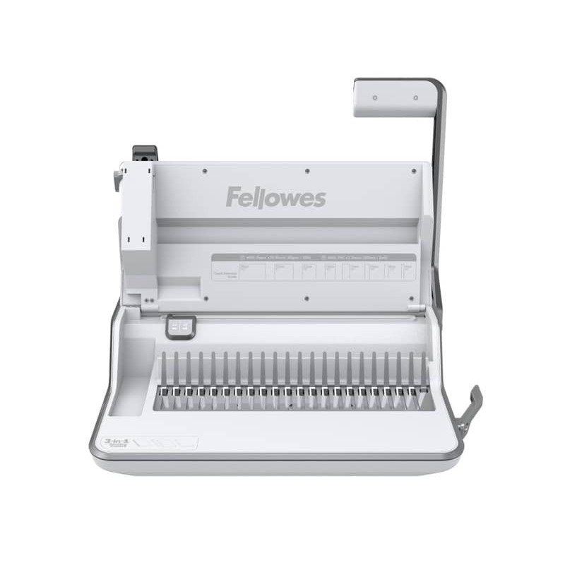 Rilegatrice 3 in 1 Fellowes Lyra a dorsi plastici, pinzatrice e  perforatrice 2/4 fori bianco - FW5603101