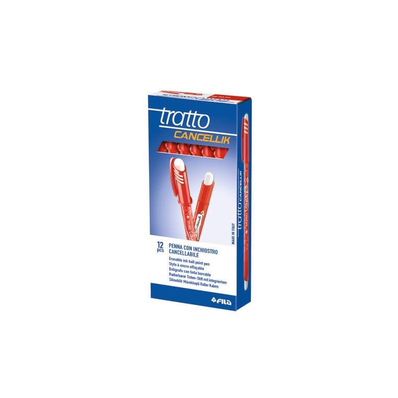 Penna a sfera cancellabile TRATTO Cancellik 1 mm rosso F826102 (Conf.12)
