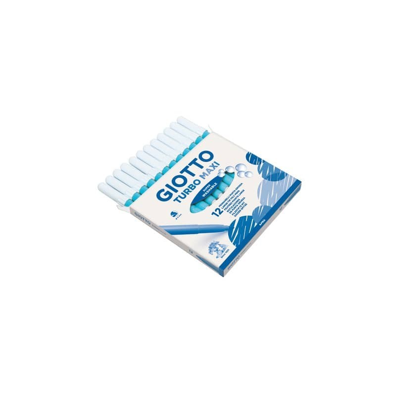 Pennarello GIOTTO Turbo Maxi punta grossa in fibra 5 mm azzurro cielo Conf. 12 pezzi - F456028