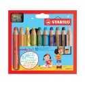Matite colorate Stabilo Woody 3 in 1 punta larga - colori assortiti astuccio di cartone da 10 pz + temperino 880/10-2
