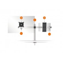 Braccio porta monitor per 1 schermo max 27" e 1 tablet max 13" DURABLE argento metallizzato 780x445x190 mm - 5087-23