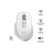 Mouse ergonomico ricaricabile wireless Trust OZAA ricevitore USB A 2.0 - portata 10 m - bianco - 24035