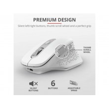Mouse ergonomico ricaricabile wireless Trust OZAA ricevitore USB A 2.0 - portata 10 m - bianco - 24035
