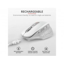 Mouse ergonomico ricaricabile wireless Trust OZAA ricevitore USB A 2.0 - portata 10 m - bianco - 24035