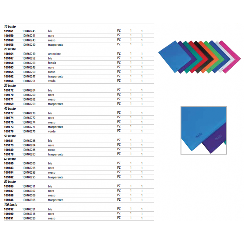 Portalistino a fogli fissi FAVORIT Sviluppo buccia d'arancia 22x30 cm 40 buste  blu - 100460276