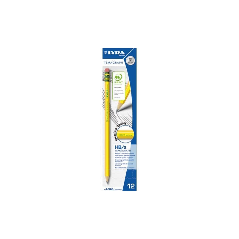 Matita con gomma LYRA Temagraph HB Medium L1150100 (Conf.12)