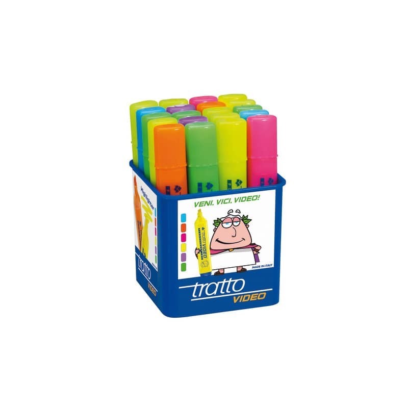 Evidenziatore TRATTO Video 1-5 mm assortiti barattolo da 20 - F829200