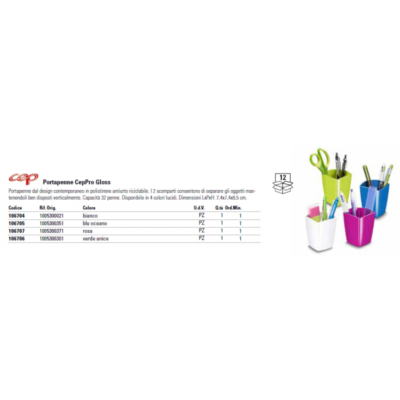 Portapenne girevole in plastica con 5 alloggiamenti alti e 5 vani bassi  nero