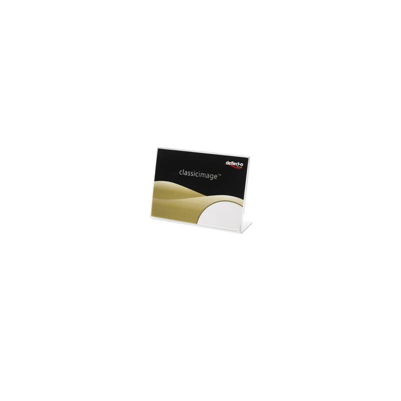 Porta-avvisi deflecto® A7 orizzontale in polistirene con base a L trasparente 480401 (Conf.10)