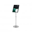 Espositore magnetico portastampati da terra deflecto® A3 in acciaio inox con asta regolabile nero/argento - 790645