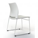 Sedia interlocutore su slitta Unisit Alpha APS in acciaio cromato - scocche bianche - Conf. 2 pezzi - APS/2/BI