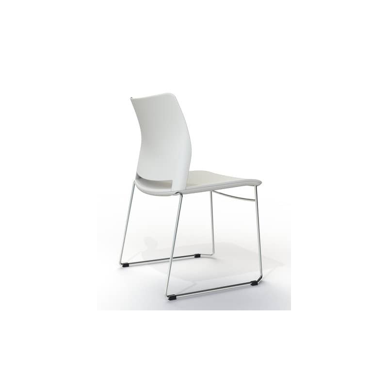 Sedia interlocutore su slitta Unisit Alpha APS in acciaio cromato - scocche bianche - Conf. 2 pezzi - APS/2/BI