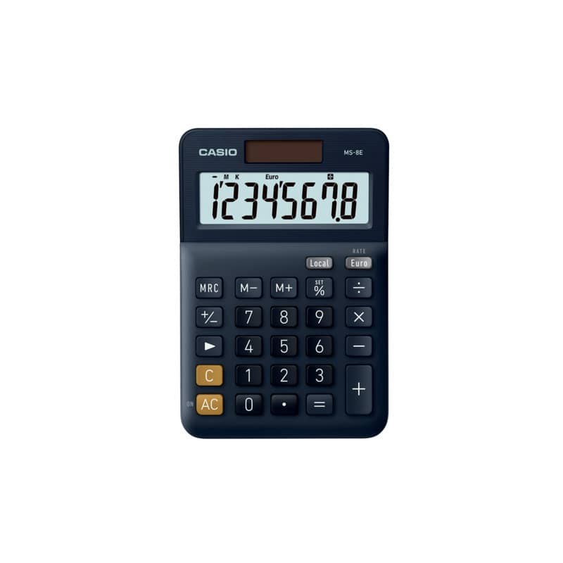 Calcolatrice da tavolo CASIO Extra Big LC solare e batteria display 8 cifre - blu - MS-8E-W-EP