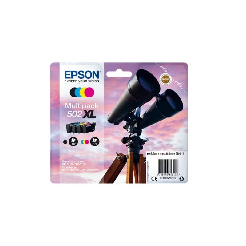 Cartuccia Epson confezione Multipack 502 XL - nero, ciano, magenta e giallo - C13T02W64010