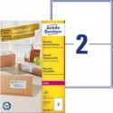 Etichette in carta riciclata bianca per buste e pacchi Avery 199,6x143,5 mm - 2 et/foglio - Laser cf. 100 ff  LR7168-100