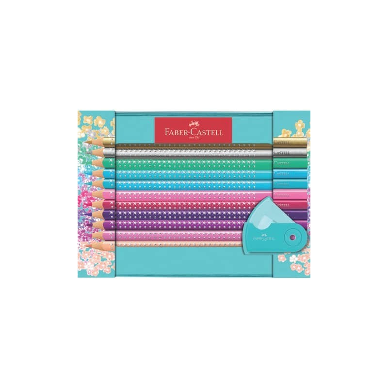 Matite colorate Faber-Castell Sparkle colori assortiti 20 matite + 1 temperino sleeve mini turchese - 201641