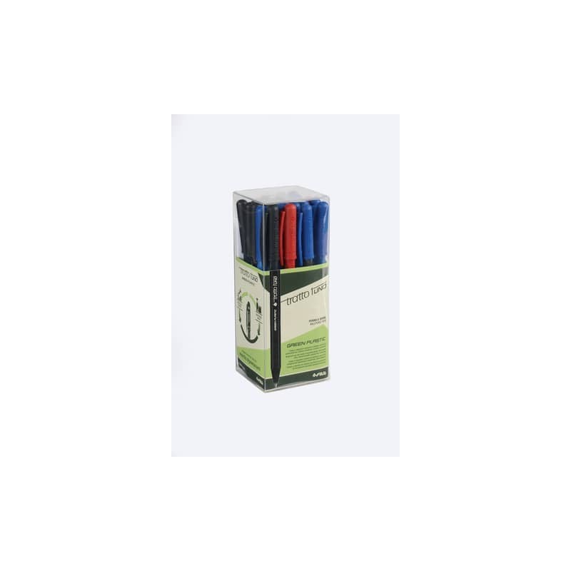 Penne a sfera Tratto 1Uno Green Plastic punta 1 mm - tratto 0,5 mm - assortiti Conf. 24 pezzi - F838400