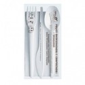 Set forchetta + coltello + cucchiaio + tovagliolo  Dopla Tris ESTABIO - 33x33 cm 2 veli - conf. 100 pz - 3908
