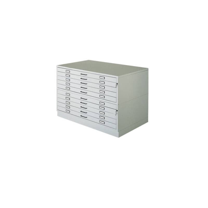 Cassettiera orizzontale in metallo a 10 cassetti Tecnostyl A0 bianco - 140x96,5x97 cm - A0/10