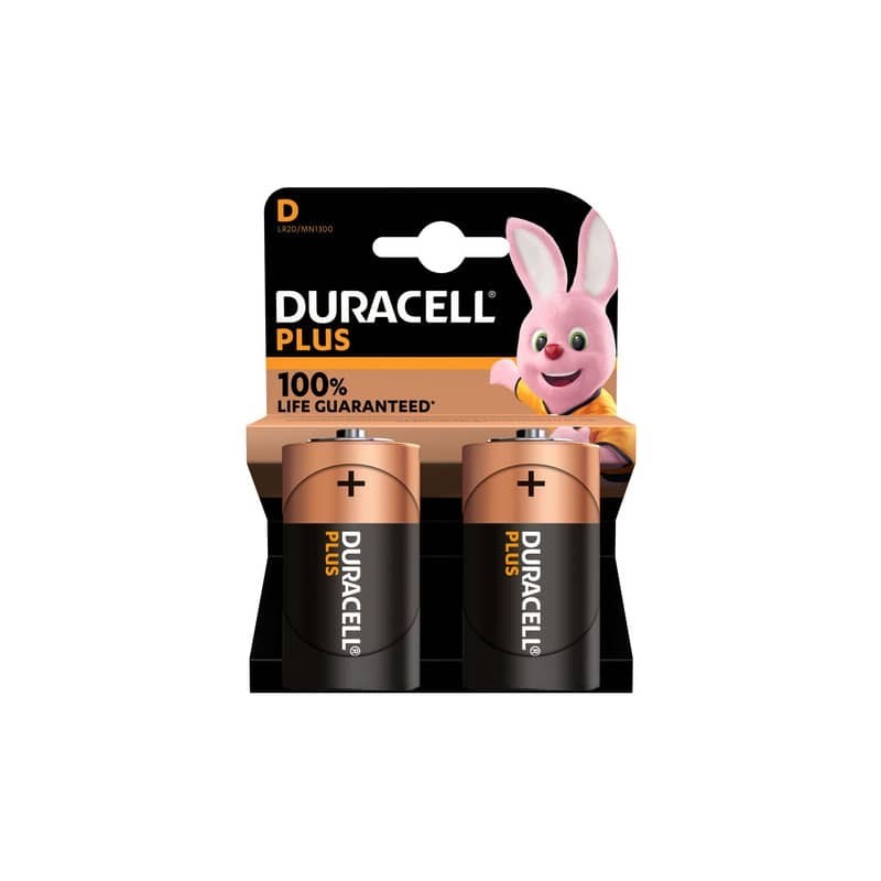 Batteria alcaline Duracell Plus100 Torcia D - MN1300 - blister da 2  - DU0401