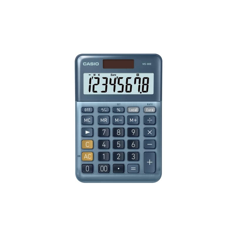 Calcolatrice da tavolo Casio MS-80E-W-EP - grigio - solare e batteria display 8 cifre - MS-80E-W-EP