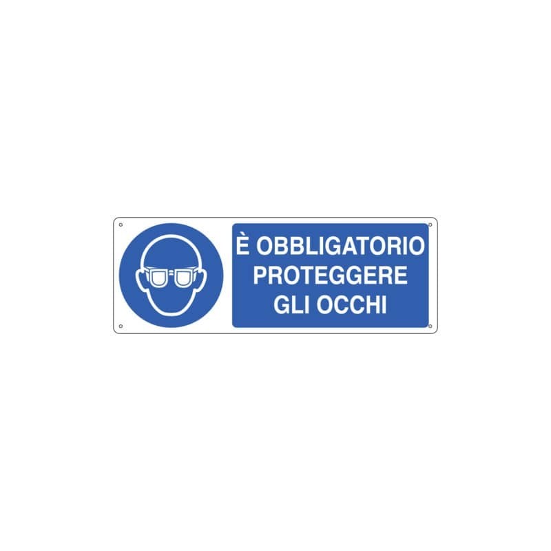 Cartello d'obbligo 35x12,5 cm Cartelli Segnalatori "E' obbligatorio proteggere gli occhi" - E1901K