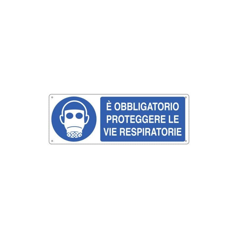 Cartello d'obbligo 35x12,5 cm Cartelli Segnalatori "E' obbligatorio proteggere le vie respiratorie" - E1903K