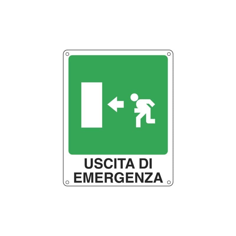 Cartello sicurezza 25x31 cm. Cartelli Segnalatori "Uscita di emergenza sinistra" - E20105X