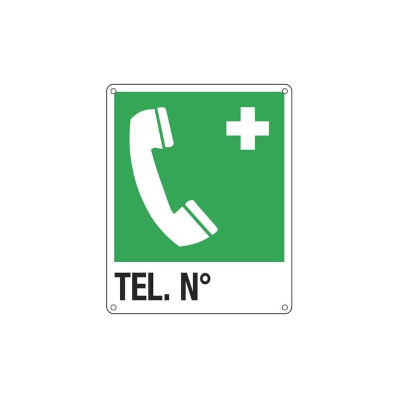 Cartello d'emergenza 25x31 cm Cartelli Segnalatori "Telefono di emergenza. Telefono n°" - E20162X
