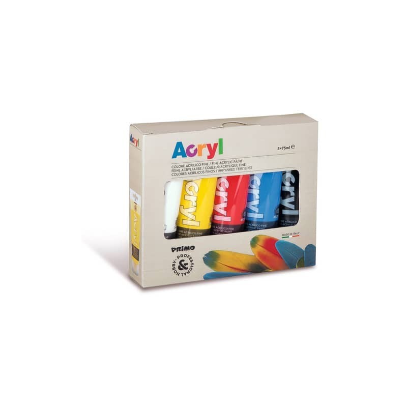 Colore acrilico fine Primo H&P 75 ml - Conf. 5 tubetti colori primari assortiti 421TATM5