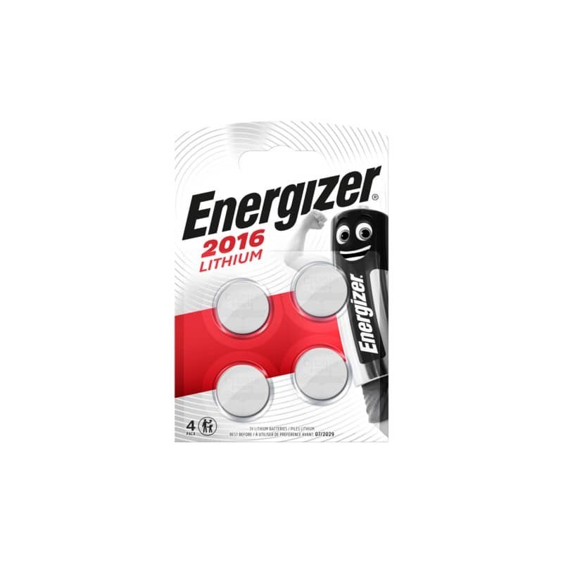 Batterie al litio a bottone Energizer Lithium BP4 3V CR2016 - conf. 4 pz rossa - E300849000