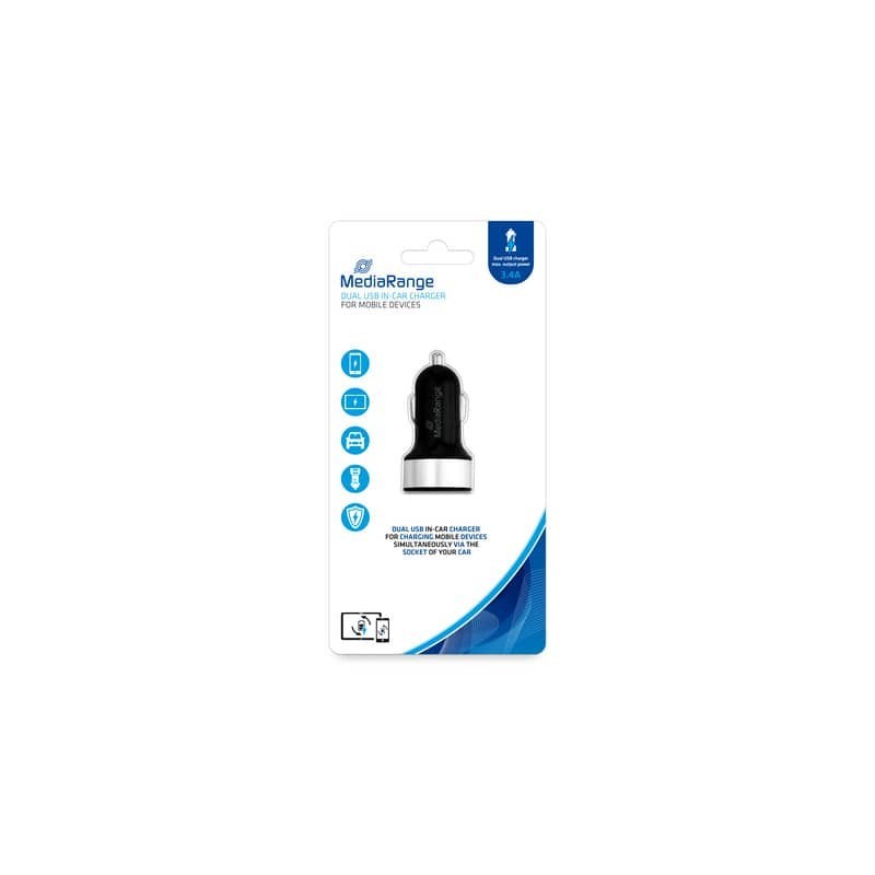 Caricabatteria per auto Media Range 3.4A dual USB nero/argento MRMA103-02